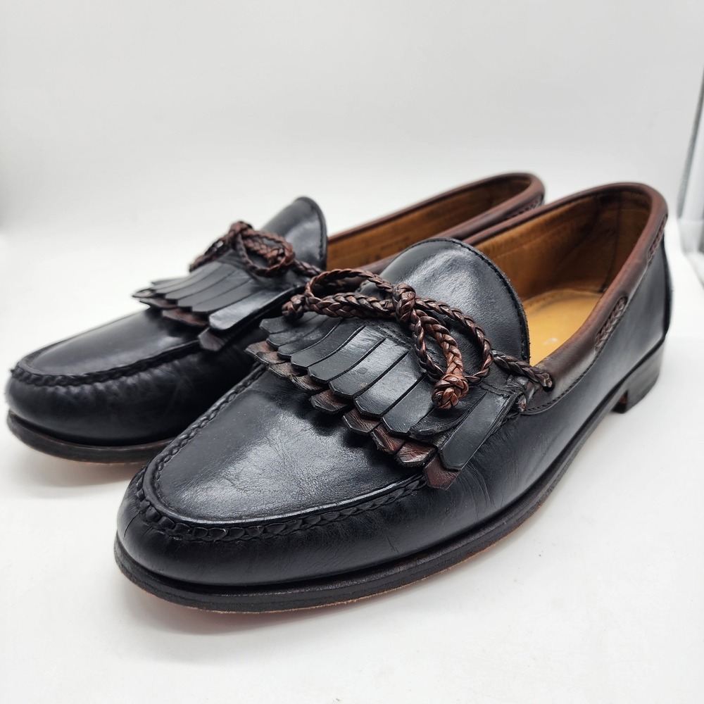 Allen Edmonds Woodstock Loafers 10B Narrow Kiltie Tassel Black Brown Leather USA